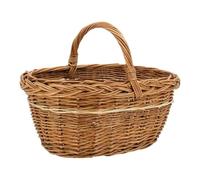 AUBRY GASPARD - Panier à Provisions Osier Lucette - Ovale Bicolore Beige et Caramel - Rebords Tressés - 40x30x22 cm - Poids 0,50 kg - Idéal Courses et Pique-Niques