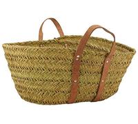 AUBRY GASPARD - Panier Bois Sac Jonc+Cuir 65X40X30 Cm