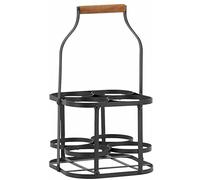 Panier bouteilles en métal et bois 4 bouteilles