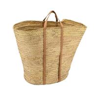 AUBRY GASPARD - Panier Cabas Palmier - Anses Cuir Huilé - Fibre Naturelle Tressée - Léger Polyvalent Rangement - 75 x 30 x 52-68 cm - Naturelle - Maxi Cabas