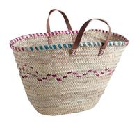 AUBRY GASPARD - Panier Cabas Palmier Naturel avec 2 Anses en Cuir - Fabrication Artisanale Robuste pour Rangement Décoratif - 55 x 25 x 32-43 cm - vendu à la piece - envoi couleur aleatoire