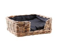 AUBRY GASPARD - Panier Chien Poelet Gris + Coussin - 72 x 60 x 17 cm | Poelet gris tressé · Coussin déhoussable coton · 72 x 60 x 17 cm · Taille L · Corbeille chien et chat
