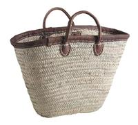 AUBRY GASPARD - Panier de Marché 55 cm - Palmier et Cuir - Dimensions 55 x 22 x 32 cm - Léger 0,06 kg - Idéal pour Courses et Loisirs - Design Élégant en Fibres Naturelles - Poignées Confortables