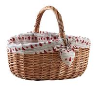 AUBRY GASPARD - Panier en Osier avec Doublure Sapin de Noël et Petit Cœur - 100% Coton - Idéal pour Décoration Intérieure et Rangement - Élégant et Pratique pour Ambiance Festive