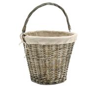 AUBRY GASPARD - Panier en Osier Gris avec Anse Mobile - Doublure 100% Jute - Ø39 H34-55 - Idéal pour Rangement et Décoration - Élégant et Écologique - Gris - Taille Ø39 H34-55