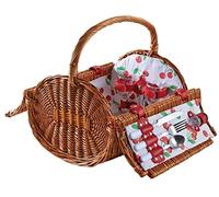 AUBRY GASPARD Panier Pique-Nique Rond en Osier Clair 2 Couvert Cerise