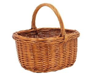 AUBRY GASPARD - Panier Rectangulaire en Osier Buff - Coloris Caramel - Dimensions 38 x 30 x 20-33 cm - Grande Anse Renforcée - Fabrication Artisanale - Idéal pour Rangement et Décoration Intérieure