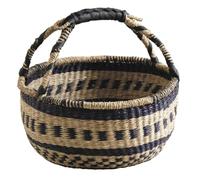 AUBRY GASPARD - Panier Sahel en Jonc Teinté avec Poignées en Polyuréthane - Design Élégant - Idéal pour Rangement - Dimensions Ø39 H21-36 - Couleur Naturelle - Taille Moyenne