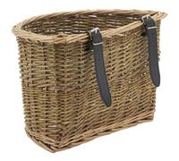 AUBRY GASPARD - Panier Vélo en Osier Brut et Buff - 38,5X28X26 cm - avec Sangles en Polyuréthane - Accessoire Pratique et Élégant pour Vélo - Couleur Brut et Buff