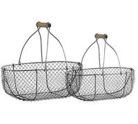 Paniers en grillage vieilli et bois (Lot de 2)