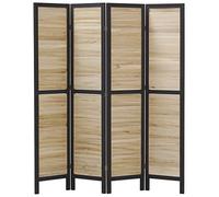 Paravent en bois naturel et noir 4 panneaux