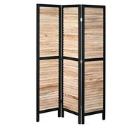 Paravent en Bois Noir et Naturel 3 Panneaux
