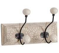 AUBRY GASPARD Patère en manguier motif feuilles 2 crochets 2 crochets