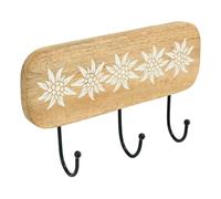 AUBRY GASPARD - Patère en Manguier Naturel avec 3 Crochets en Métal - Dimensions 30X16X4 cm - Design Élégant et Pratique pour Manteaux et Accessoires - Naturel - 30X16X4 cm