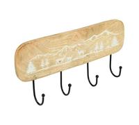 AUBRY GASPARD - Patère en Manguier Naturel avec 4 Crochets en Métal - Dimensions 38X16X4 cm - Solution De Rangement Élégante et Durable pour Manteaux et Accessoires - Naturel - 38X16X4 cm