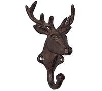 AUBRY GASPARD - Patère Tête de Cerf en Fonte - Finition Antique - 11 x 7 x 17 cm - Crochet Solide - Fixation Facile 2 Trous - Pour Vêtements, Sacs, Chapeaux - 0,40 kg