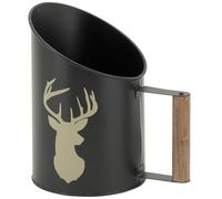 AUBRY GASPARD - Pelle à Pellets Métal Noir Au Coin du Feu - Finition Laquée - Poignée Bois 4 x 10 cm - 13 x 13 x 20 cm - Livrée Montée - Poids 0,31 kg - Design Ergonomique pour Poêle à Granulés