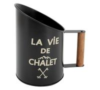 AUBRY GASPARD - Pelle à Pellets Métal Noir Au Coin du Feu - Finition Laquée - Poignée Bois 4 x 10 cm - 13 x 13 x 20 cm - Livrée Montée - Poids 0,31 kg - Design Ergonomique pour Poêle à Granulés