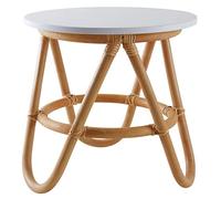 AUBRY GASPARD - Petite Table d'Appoint en Rotin et MDF Laqué - Blanc Rotin Naturel - Ø 35 x Hauteur 35 cm - Livrée Montée - Design Élégant et Moderne - Parfaite pour Salon et Décoration Intérieure