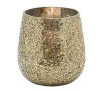 AUBRY GASPARD - Photophore Boule en Verre Doré - Finition Effet Écailles - Lot de 4 - Ø 13 cm, Hauteur 13 cm - Idéal pour Décoration de Table - Élégance et Ambiance Chaleureuse pour Intérieur