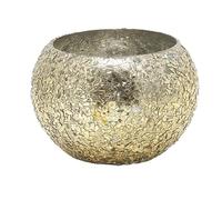 AUBRY GASPARD - Photophore Boule en Verre - Lot de 6 - Finition Dorée avec Effet Texturé - Ø 8 cm x H 7 cm - Élégants Ambiance Chaleureuse - Bougies Non Fournies - Poids Léger 0.21 kg