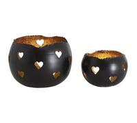 AUBRY GASPARD Photophores Coeurs en métal Noir et doré (Lot de 2)