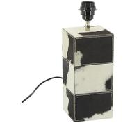 AUBRY GASPARD - Pied de Lampe Peau de Vache Noir et Blanc Medium - Carré - Ampoules E27-12x12x25 cm - Unique et Élégant - Idéal Décoration Intérieure - sans Abat-Jour