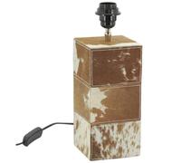 AUBRY GASPARD - Pied Lampe Peau de Vache - Brun Blanc - Médium 12 x 12 x 25 cm - Compatible Ampoule E27 - Système Électrique Intégré - Unique Naturel - Décoration Intérieure Raffinée