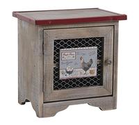 AUBRY GASPARD - Placard Conservation 12 Œufs - Bois Patiné Rouge - Porte Grillagée - Décor Vintage « Œufs Frais » - 2 Étages, 6 Œufs par Étage - 19x13.5x19 cm - Livré Monté