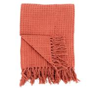 AUBRY GASPARD - Plaid 100% Coton Naturel 130X170 cm - Confort Exceptionnel - Design Élégant - Entretien Facile - Écologique - Couleur Terracotta - Taille 130X170 cm