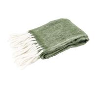 AUBRY GASPARD - Plaid en Acrylique Teinté - Vert et Blanc - 65% Acrylique, 25% Polyester, 10% Laine - Dimensions 170 x 130 cm - Ultra-Doux avec Franges - Confort Cocooning au Quotidien