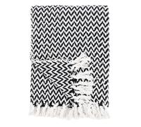 AUBRY GASPARD - Plaid en Coton 100% Éco-Responsable - 130X170 cm - Design Noir et Blanc - Doux et Confortable - Idéal pour Canapé Ou Lit - Élégance Minimaliste - Blanc et Noir