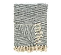 AUBRY GASPARD - Plaid en Coton Naturel 100% Coton avec Motif Diamant Bleu - Dimensions 130X170 cm - Éco-Responsable - Doux et Facile d'entretien - Couleur Bleu - Taille 130X170 cm