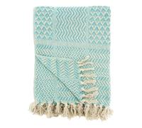 AUBRY GASPARD - Plaid en Coton Naturel 100% - Doux et Hypoallergénique - Taille 130X170 cm - Éco-Responsable en Coton Recy ouleur Bleue Apaisante - Idéal pour Canapé et Lit