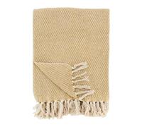 AUBRY GASPARD - Plaid en Coton Recyclé 130X170 cm - Jaune avec Franges - 100% Coton - Doux et Écoresponsable - Parfait pour Le Canapé Ou Le Lit - Jaune - 130X170 cm