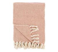 AUBRY GASPARD - Plaid en Coton Recyclé 130X170 cm - Naturel avec Franges - Doux et Écologique - Parfait pour Le Canapé Ou Le Lit - Couleur Terracota - Idéale pour Salon