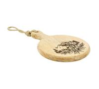 AUBRY GASPARD - Planche À Découper en Manguier Naturel Ø20 H30 avec Décor Montagne et Anse en Corde - Matériau Durable et Esthétique - Pratique pour La Cuisine - Naturel - Ø20 H30