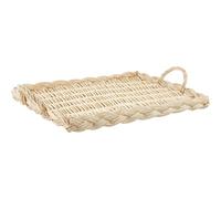 AUBRY GASPARD - Plateau À Fromages en Osier Blanc 70x50x5-10 cm - Grande Capacité - Durable et Facile À Nettoyer - Idéal pour Soirées et Buffets - Couleur Naturelle - Longueur 70 cm