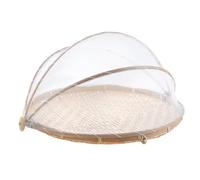 AUBRY GASPARD - Plateau avec Cloche en Filet - Bambou Naturel - 40 x 5 cm - Protection des Aliments Contre Les Insectes - Idéal pour Fromages et Desserts - Léger et Pratique pour Usage Quotidien