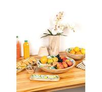 AUBRY GASPARD - Plateau en Manguier et Résine - Fond Rayé Bleu et Citron - Idéal pour Présentation et Service à Table - Matériaux s et Esthétiques - Parfait pour Intérieur et Extérieur