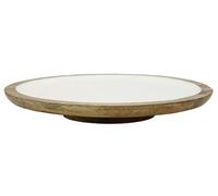 AUBRY GASPARD - Plateau Tournant en Manguier et Émail Blanc - Ø 40 cm - Poids 2 kg - Certifié Alimentaire - Idéal pour Présentation et Service - Élégant et Fonctionnel pour Cuisine et Arts de la Table