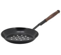 AUBRY GASPARD - Poêle À Châtaignes en Acier avec Long Manche en Bois - Diamètre 27 cm - Idéale pour Cuisson Autour De La Cheminée - Couleur Acier - Taille 62 cm