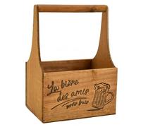 AUBRY GASPARD - Porte-Bières en Bois pour 6 Bouteilles avec Gravure La Bière des Amis - Design Élégant et Pratique - Dimensions 20X15X12,5-28 cm - Couleur Bois Naturel - Taille Compacte