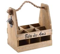 AUBRY GASPARD - Porte Bouteilles Bières avec Décapsuleur - Bois - Dimensions 26 x 17 x 28 cm - Capacité 6 Bouteilles - Accessoire Pratique pour Arts de la Table et Rangement - Poids 1.06 kg