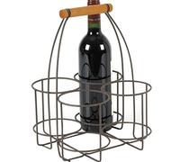AUBRY GASPARD Porte-Bouteilles en métal Vieilli et Bois 4 Bouteilles.