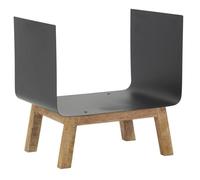 AUBRY GASPARD - Porte-Bûches en Métal Laqué Noir avec Pieds en Manguier - Design Élégant et Moderne - Dimensions 38X30X40 cm - Idéal pour Cheminée Ou Extérieur - Couleur Noir - Taille 38X30X40 cm