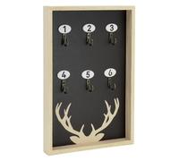 AUBRY GASPARD - Porte-Clés Mural en Médium Naturel avec Placage Paulownia - Décor Montagne - 6 Clés - 2 Crochets en Métal - Facile À Installer - 20X3X30 cm - Couleur Naturelle - Taille Medium