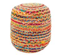 AUBRY GASPARD - Pouf Coton Jute Multicolore - Salon - Tressage Coton Coloré - Ø40 cm, Hauteur 40 cm - Rembourrage Polyester Recyclé - Livré Monté - Poids 2.7 kg - Décor Moderne et Authentique