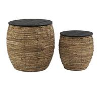 AUBRY GASPARD Poufs coffres en Abaca et Bois (Lot de 2)