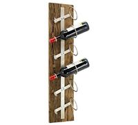 AUBRY GASPARD - Range-Bouteilles Mural Bois Recyclé Métal Vieilli - 6 Bouteilles - 86x20xH14 cm - Crochets Arrière - Élégant Pratique - Idéal Amateurs Vin - Poids 7 kg